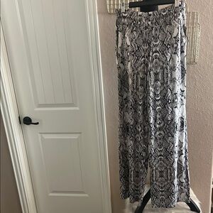 Black and White Snake Print Pants